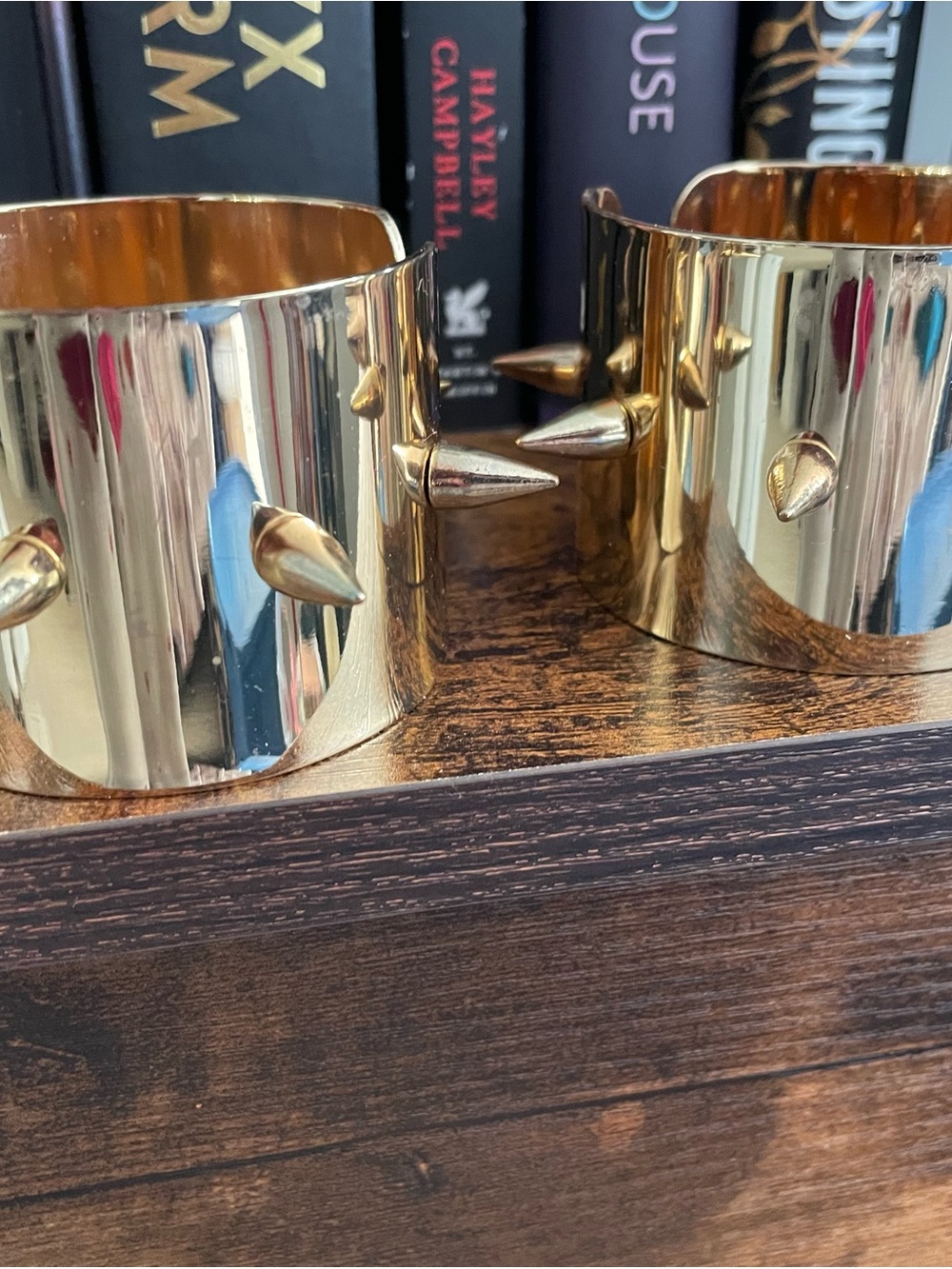 Movie accurate Harley Quinn gold spiked bracelets